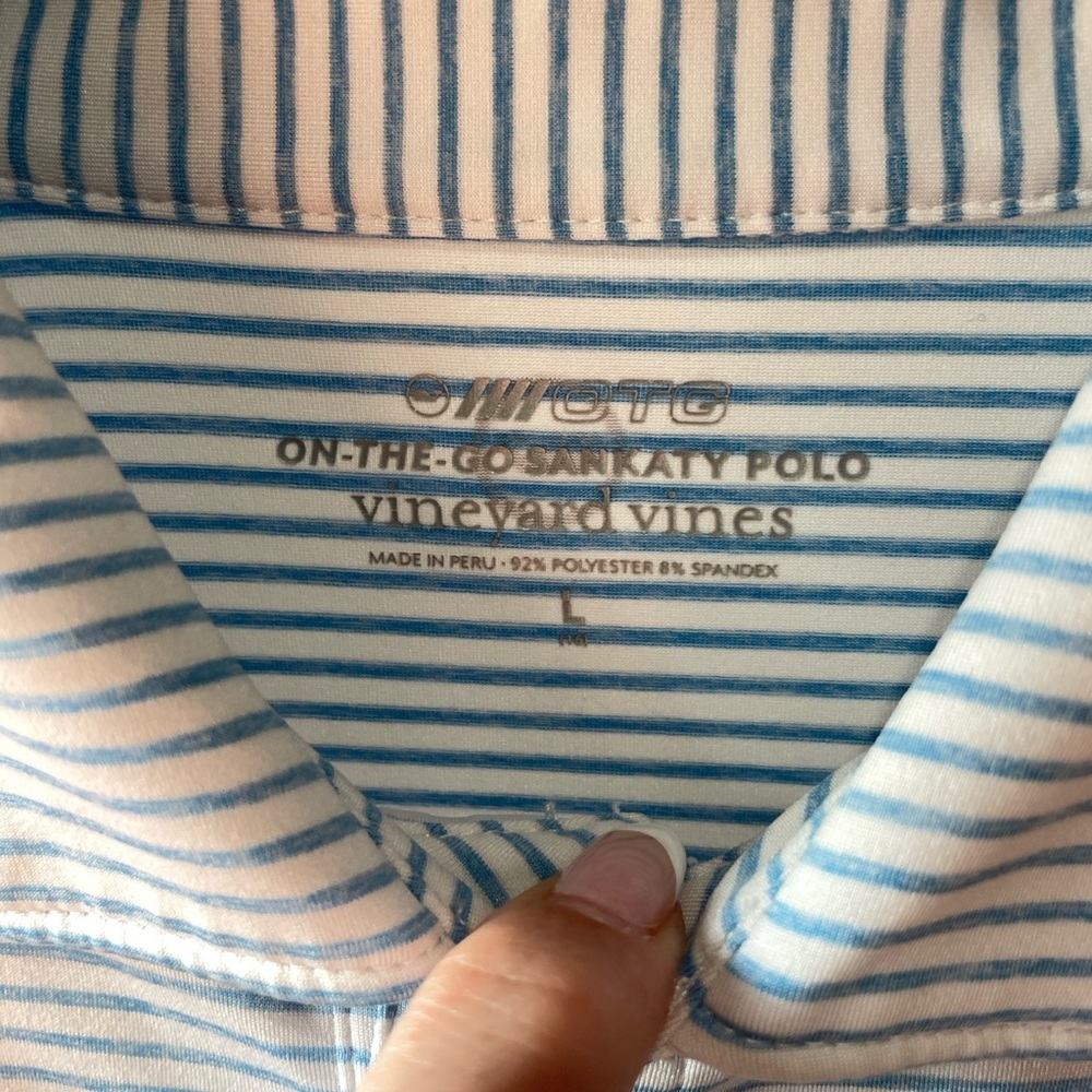 Vineyard Vines Boys Striped Polo Shirt - Blue and White - Picture 3 of 3